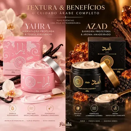 Kit 2 Hidratantes Corporais Árabes 200g Fixação Prolongada