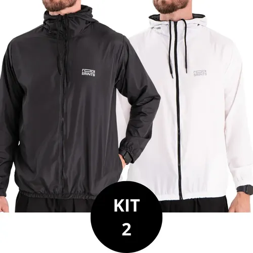 Kit 2 jaquetas corta vento impermeavel liso unissex