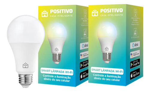 Kit 2 lampadas smart wi fi positivo casa inteligente 9w bivo