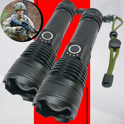 Kit 2 lanterna mais forte do mundo recarregavel tatica usb