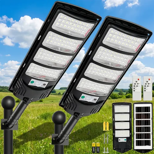 Kit 2 luminaria poste solar 700w holofote solar com controle