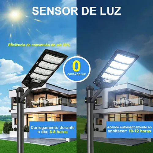 Kit 2 Luminaria Poste Solar 700w Holofote Solar Com Controle