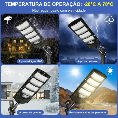 Kit 2 Luminaria Poste Solar 700w Holofote Solar Com Controle