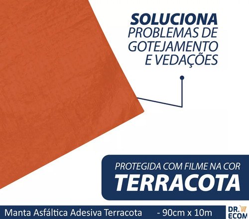 Kit 2 Manta Asfáltica Adesiva Terracota 90cm X 10m Dryko