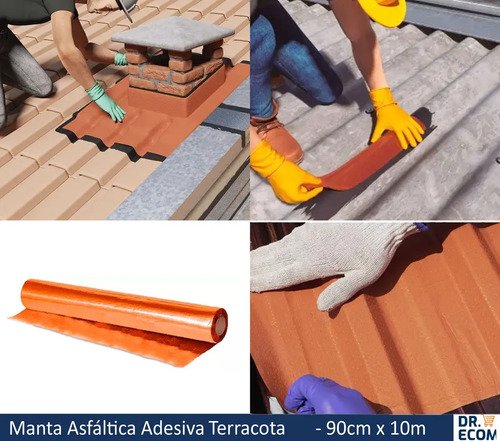 Kit 2 Manta Asfáltica Adesiva Terracota 90cm X 10m Dryko