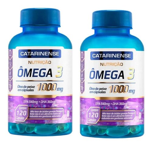 Kit 2 omega 3 catarinense 1000mg com 120 capsulas sabor sem