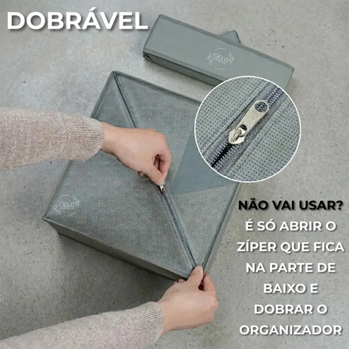 Kit 2 Organizador Colmeia De Roupas Gaveta Guarda Roupa 24 Divisórias Ciclo Alternativa Cor Cinza