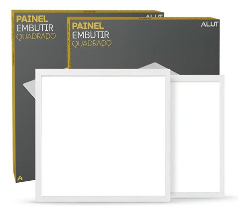 Kit 2 painel led plafon easy 50w 6500k embutir quadrado bivo