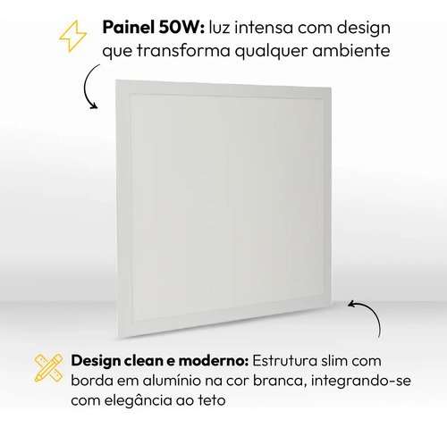 Kit 2 Painel Led Plafon Easy 50w 6500k Embutir Quadrado Bivolt Alut