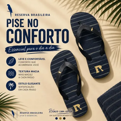 Kit 2 Pares Chinelo Masculino Reserva Confortável E Macio