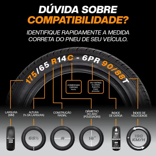 Kit 2 Pneus 175/65r14c Aro 14 Alfamotors Dk569 Velocidade T
