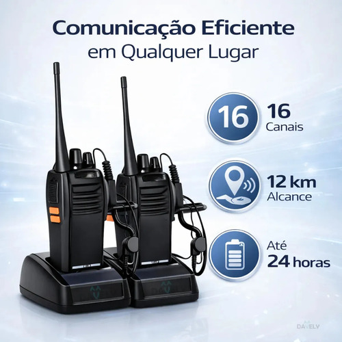 Kit 2 Rádios Comunicadores Walkie Talkie Baofeng 777S Profissional Eventos Radinho walk talk - Com Fone Microfone e Acessórios - Radio De Comunicação Segura Longo distancia Com 16 Canais Davel