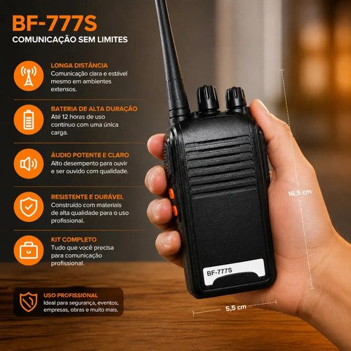 Kit 2 Rádlos Comunicadores Bf-777s Alta Performance Wk Te Profissional Esportivo Sem Fio Alta Segurança Comunicação 400 ~ 470mhz 16ch Ht W Tk