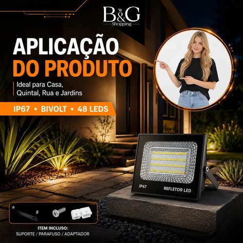 kit 2 Refletor Led 200w Holofote Bivolt Prova D'água Cor Branco Frio 6500k