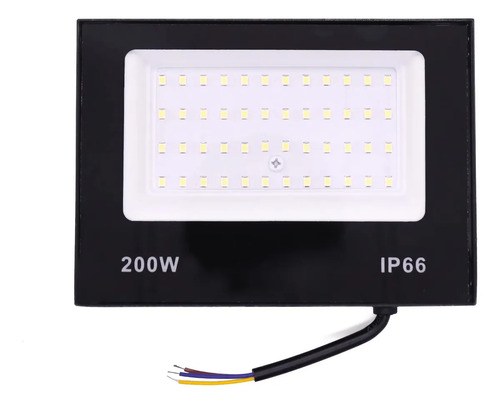 Kit 2 Refletor Led Holofote 200w Ip66 Branco Frio Carcaça Preto Luz Branco-frio