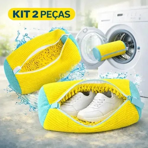 Kit 2 sacos de lavagem tenis sapatos multiuso maquina lavar