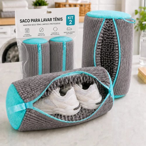 Kit 2 sacos para lavar tenis e sapatos em maquina de lavar s