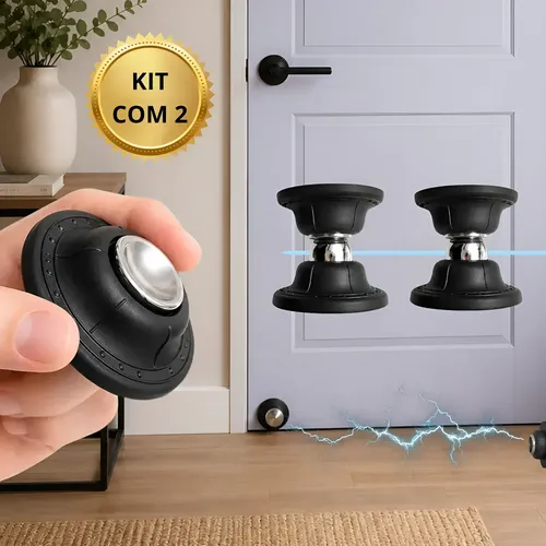 Kit 2 trava porta magnetico fixador adesivo prendedor ima
