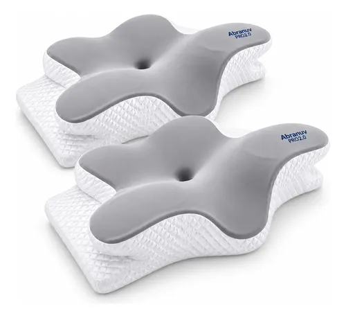 Kit 2 travesseiros cervicais abranuv espuma visco dormir