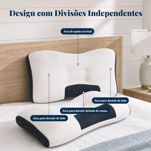 Kit 2 Travesseiros Cervical Ortopédico Alivia Dor Premium Branco
