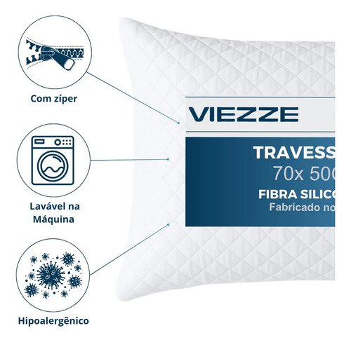 Kit 2 Travesseiros Luxo Matelado Fibra Antialérgica 70x50cm Branco