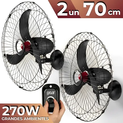 Kit 2 ventiladores 70cm bivolt industrial 3 pas 270w goar