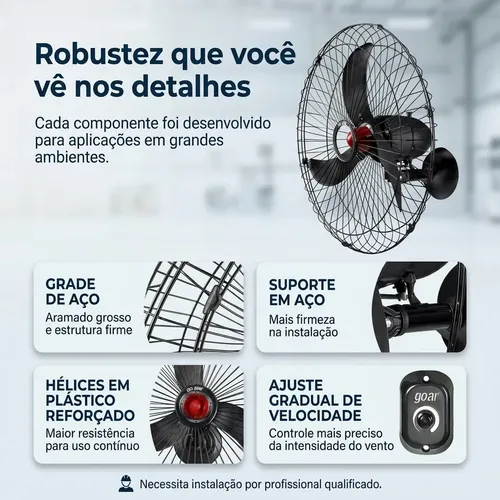 Kit 2 Ventiladores 70cm Bivolt Industrial 3 Pás 270w Goar