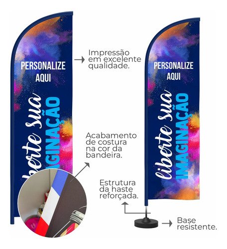 Kit 2 Windbanner Flag Dupla Face Band Comp Haste+base+tect