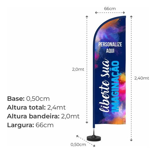 Kit 2 Windbanner Flag Dupla Face Band Comp Haste+base+tect