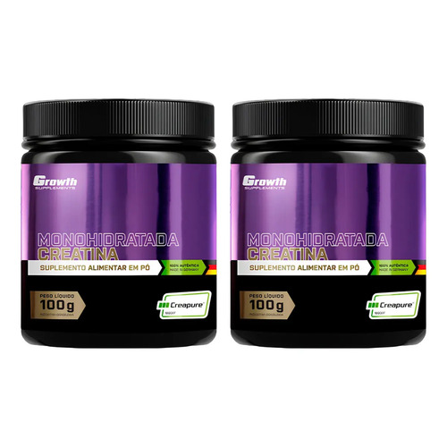 Kit 2 x creatina creapure 100g growth supplements sabor na