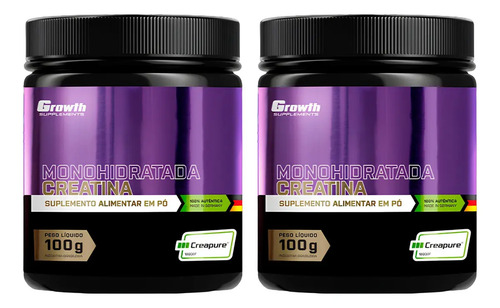 Kit 2 X Creatina Creapure (100g) - Growth Supplements Sabor Natural