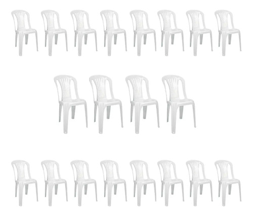 Kit 20 cadeiras plastica bistro reforcada polipropileno top