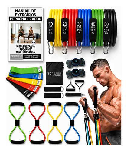 Kit 20 itens esportivos para treino em casa academia fitness