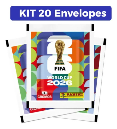 Kit 20 Pacotes Figurinhas Panini Copa Mundo Fifa 2026
