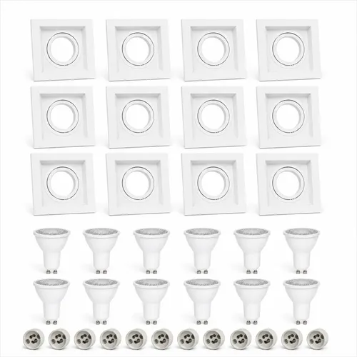 Kit 20 Spot Embutir Quadrado Recuado Dicr Mr16 C/lamp Stella