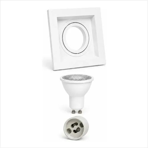 Kit 20 Spot Embutir Quadrado Recuado Dicr Mr16 C/lamp Stella