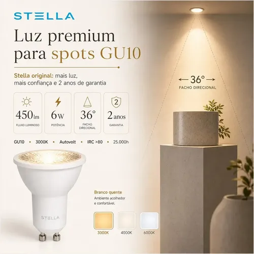 Kit 20 Spot Embutir Quadrado Recuado Dicr Mr16 C/lamp Stella