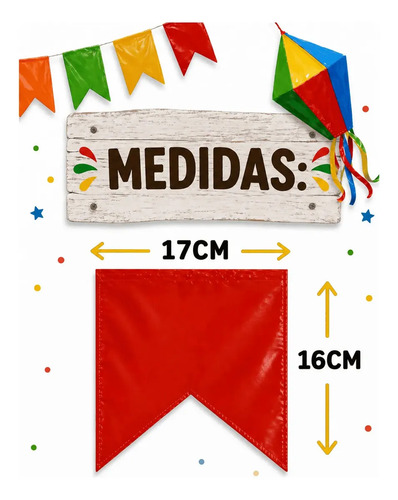 Kit 200m Bandeirinhas Festa Junina Plástico Resistente Decoração São João