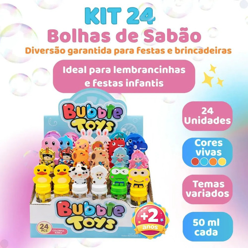 Kit 24 Bolha De Sabão Bolhinha Lembrancinha Aniversário Fazedor De Bolhas De Sabão Lança Bolha Gigante Criança Infantil Kit Brinquedos Atacado Babuu Brinquedos Educativos