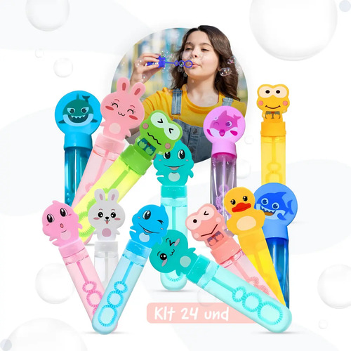 Kit 24 Bolha De Sabão Bolhinha Lembrancinha Aniversário Fazedor De Bolhas De Sabão Lança Bolha Gigante Criança Infantil Kit Brinquedos Atacado Babuu Brinquedos Educativos