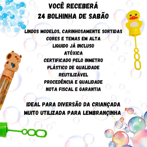 Kit 24 Bolha Sabão Bolinha Lembrancinha Aniversario Atacado