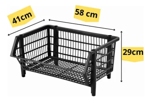 Kit 24 Cesto Expositor Organizador Grande 58cm Nº3 Preto