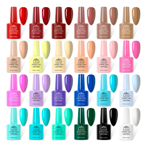 Kit 24 esmaltes unha gel uv led polygel sortidos manicure