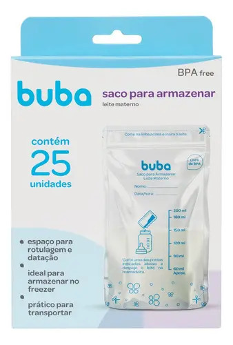 Kit 25 Sacos Para Armazenar e Congelar Leite Materno - Buba