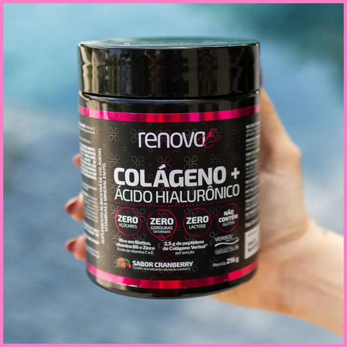 Kit 2x Colágeno + Ácido Hialurônico Verisol Renova Be Colágeno Hidrolisado Zero Lactose Vitaminas E, C, B6 Biotina e Zinco + Creme