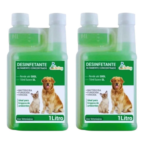 Kit 2x desinfetante pet super concentrado herbal be dog 1l