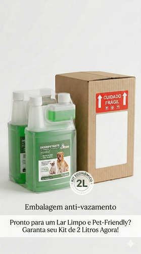 Kit 2x Desinfetante Pet Super Concentrado Herbal Be Dog 1l