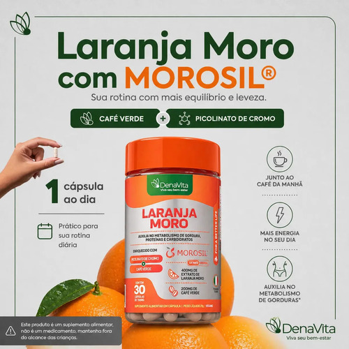 Kit 2x Laranja Moro Morosil Cromo Café Verde - Denavita Extrato De Laranja Moro - Denavita