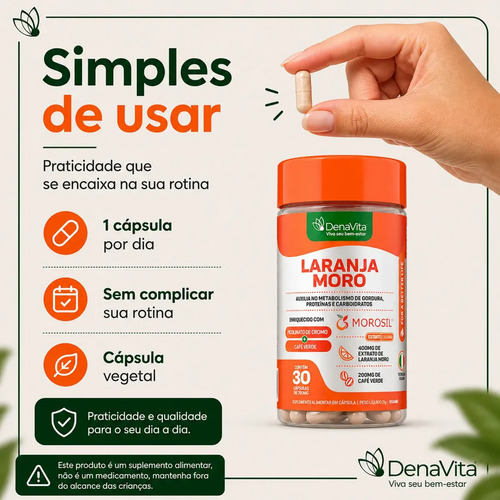 Kit 2x Laranja Moro Morosil Cromo Café Verde - Denavita Extrato De Laranja Moro - Denavita