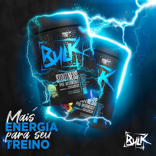 Kit 2x Pré Treino Bulk Nutrition Stoutness 300g Maçã E Frutas